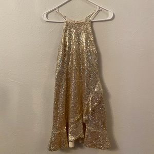 Dress, lulus, girls size 10-12, gold sparkle
